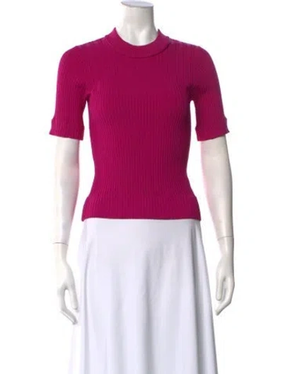 Pre-owned Carven Mock Neck Short Sleeve Top In Pink