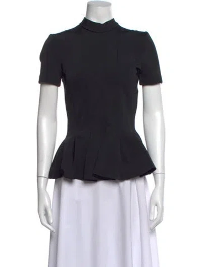Pre-owned Carven Mock Neck Short Sleeve Top W/ Tags In Black