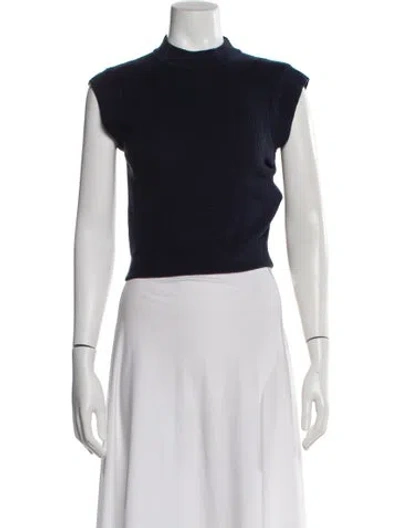 Pre-owned Carven Mock Neck Sweater In Blue
