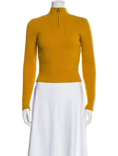 Pre-owned Carven Mock Neck Sweater In Yellow