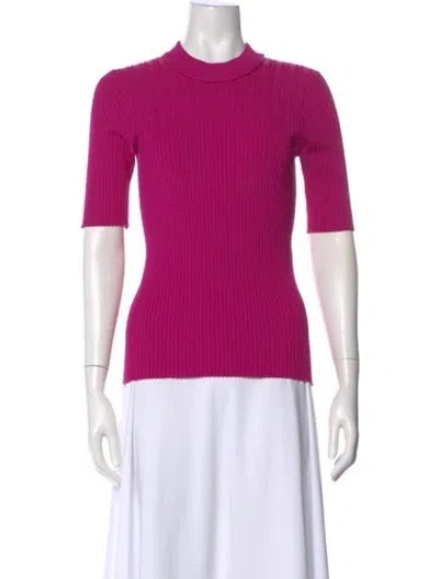 Pre-owned Carven Mock Neck Three-quarter Sleeve Top In Pink