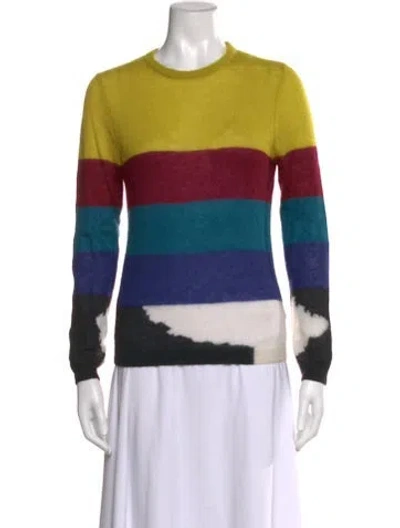 Pre-owned Carven Mohair Striped Sweater In Blue