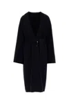 Carven Navy Blue Wool Blend Coat In Black