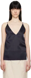 Carven Navy Double Satin Camisole In Midnight