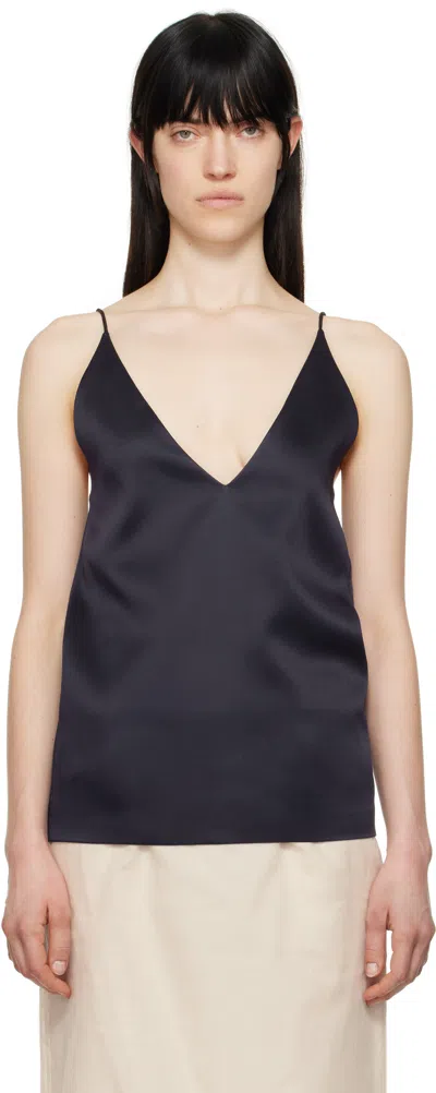 Carven Navy Double Satin Camisole In 海军蓝