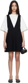 Carven Cashmere Sleeveless V-neck Dress With Side Slit Pockets In Navy
