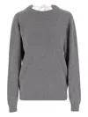 Carven Neck-tie Cashmere Sweater In Gray