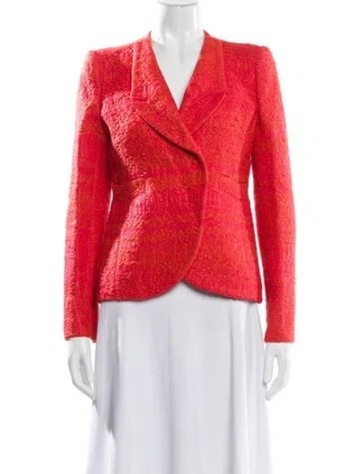 Pre-owned Carven Nylon Tweed Pattern Blazer In Orange