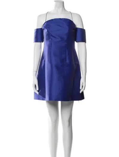 Pre-owned Carven Off-the-shoulder Mini Dress In Blue