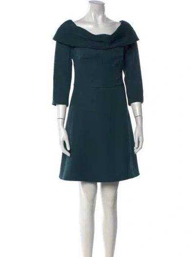 Pre-owned Carven Off-the-shoulder Mini Dress In Green