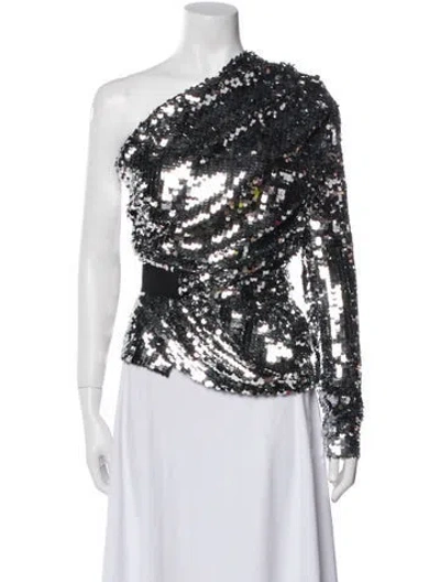 Pre-owned Carven One-shoulder Long Sleeve Blouse W/ Tags In Silver