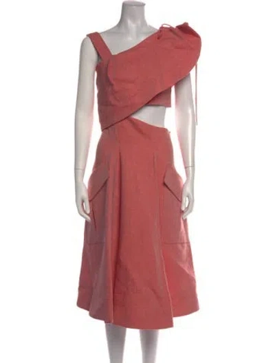Pre-owned Carven One-shoulder Midi Length Dress W/ Tags In Pink