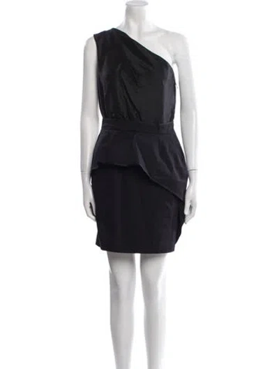 Pre-owned Carven One-shoulder Mini Dress In Black