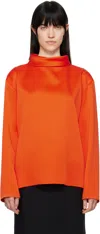 Carven Double Satin Blouse With High Collar In Jasper