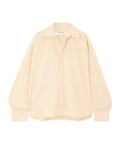 Carven Oversized Silk-habotai Shirt In Brown