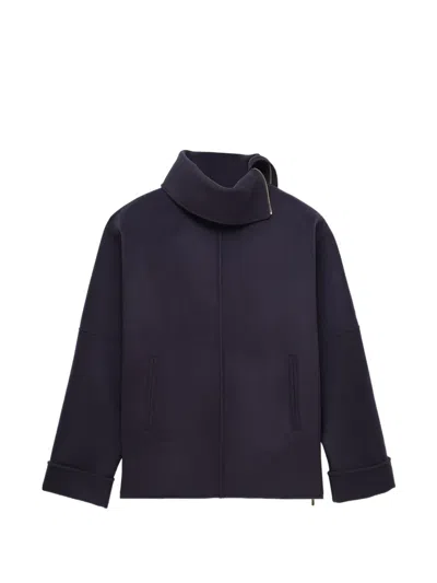 Carven Oversized-fit Zip-neck Coat In Blue