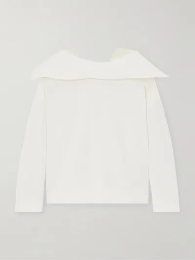 Carven Padded Silk-habotai Blouse In White