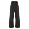 Carven Wide-leg Wool Trousers With Elastic Waistband And Buttoned Details In Animal Print