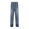 Carven Cotton Five-pocket Jeans With Key Pendant Detail In Blue