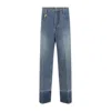Carven Cotton Five-pocket Jeans With Key Pendant Detail In Blue