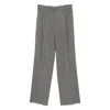 Carven Pinstripe Wool Trousers In Green