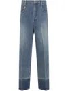 Carven Cotton Five-pocket Jeans With Key Pendant Detail In Washed Denim
