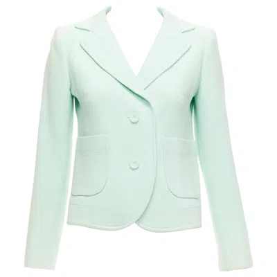 Pre-owned Carven Pastel Green Viscose Virgin Wool Shoulder Darts Blazer Fr36 S