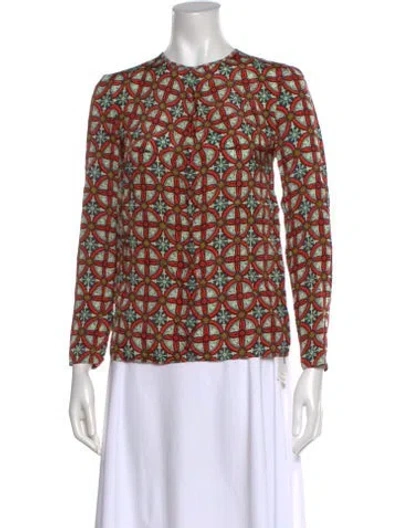 Pre-owned Carven Patterned Crew Neck Blouse In Black