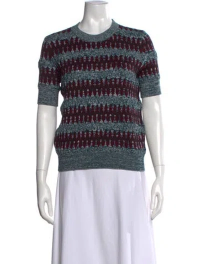 Pre-owned Carven Patterned Crew Neck Sweater In Blue