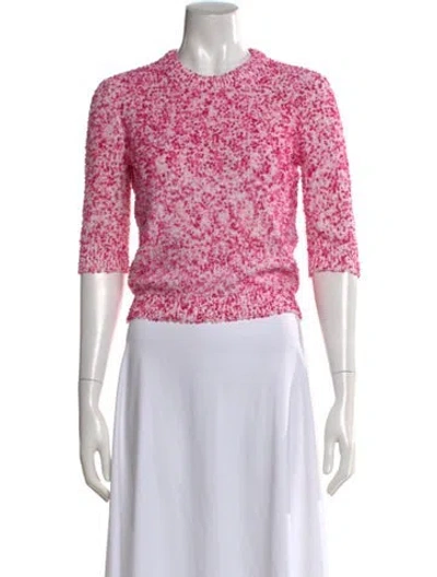 Pre-owned Carven Patterned Crew Neck Sweater In Pink