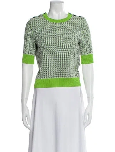 Pre-owned Carven Patterned Crew Neck Top In Green