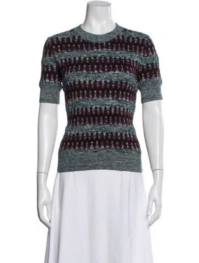 Pre-owned Carven Patterned Crew Neck Top In White
