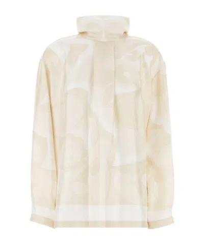 Carven Patterned High-neck Top In White