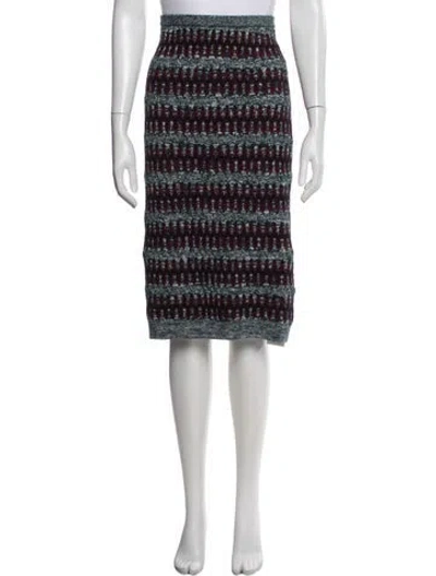 Pre-owned Carven Patterned Midi Length Skirt In Blue