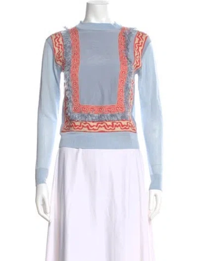 Pre-owned Carven Patterned Mock Neck Top In Multi