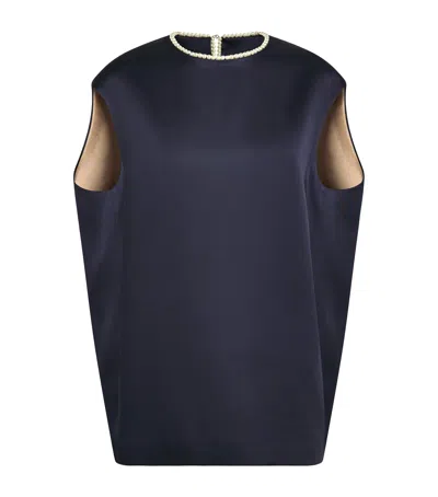 Carven Pearl-detail Sleeveless Top In Black