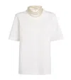 Carven Faux Pearl-embellished Cotton-jersey T-shirt In White