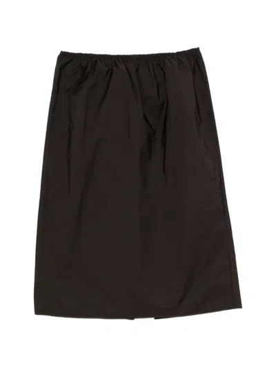 Carven Pearl-embellished Gathered Midi Skirt In Brown