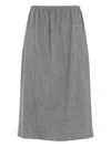 Carven Wool Blend Midi Skirt With Camel Stripe Design In Silver