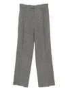 Carven Pinstripe Wool Trousers In Gray