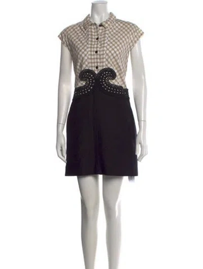 Pre-owned Carven Plaid Print Mini Dress In Black/neutrals