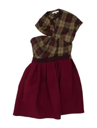 Pre-owned Carven Plaid Print Mini Dress In Brown