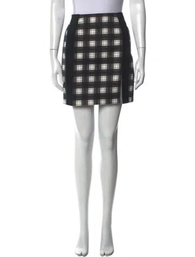 Pre-owned Carven Plaid Print Mini Skirt In Black