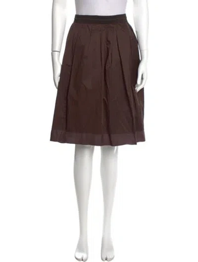 Pre-owned Carven Pleated Accents Knee-length Skirt In Brown