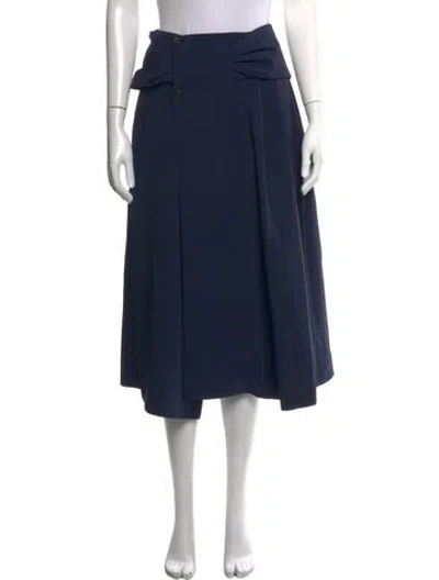 Pre-owned Carven Pleated Accents Midi Length Skirt In Blue