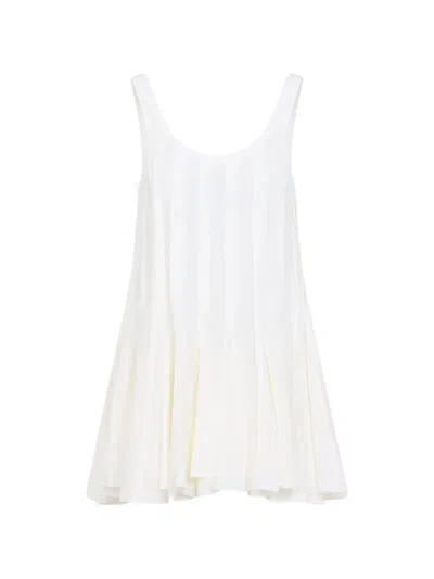 Carven Cream White Silk Pintuck Top