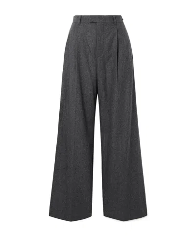 Carven Pleated Wide-leg Wool Trousers In Black