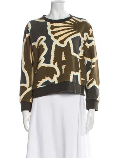 Pre-owned Carven Printed Crew Neck Sweater In Green
