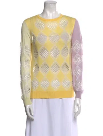Pre-owned Carven Printed Crew Neck Sweater In Yellow