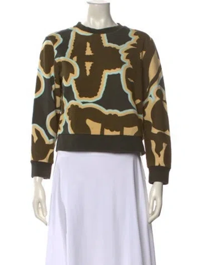 Pre-owned Carven Printed Crew Neck Sweatshirt In Green
